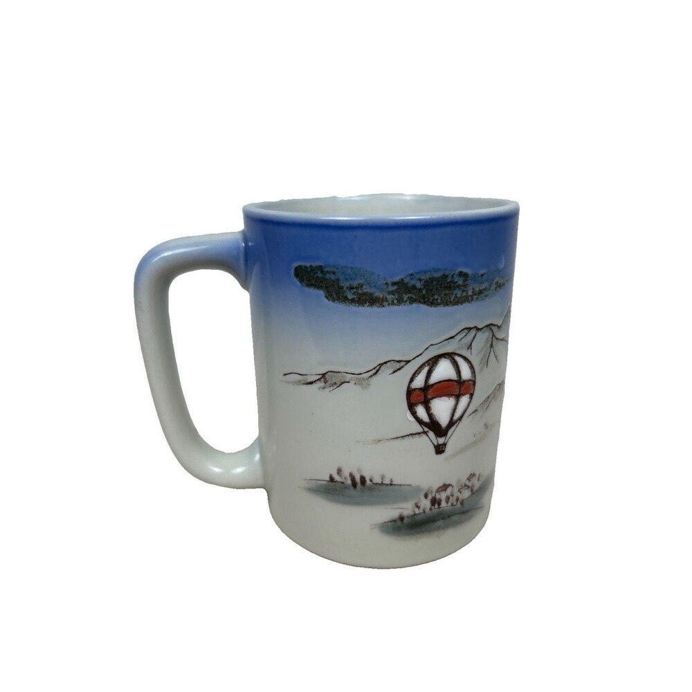 Otagiri Japan Flying Hot Air Balloon Mountains Coffee Mug Cup Super Clean